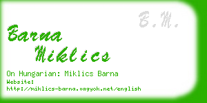 barna miklics business card